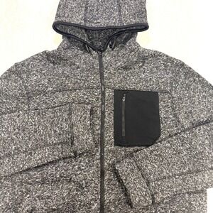 Rugby University Sweater Jacket Men L Gray Full Zip Hooded Zip Pocket Heavy‎